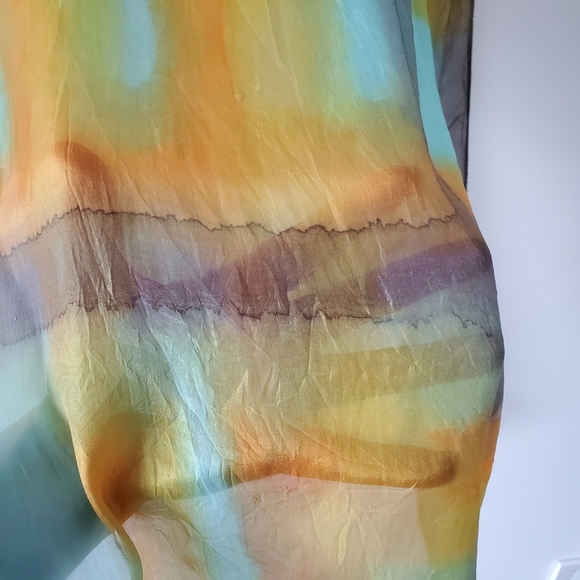 Blue and orange Silk scarf - Picture 7 of 8